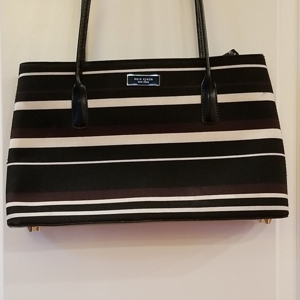 Kate Spade Handbag Brown Black Cream striped